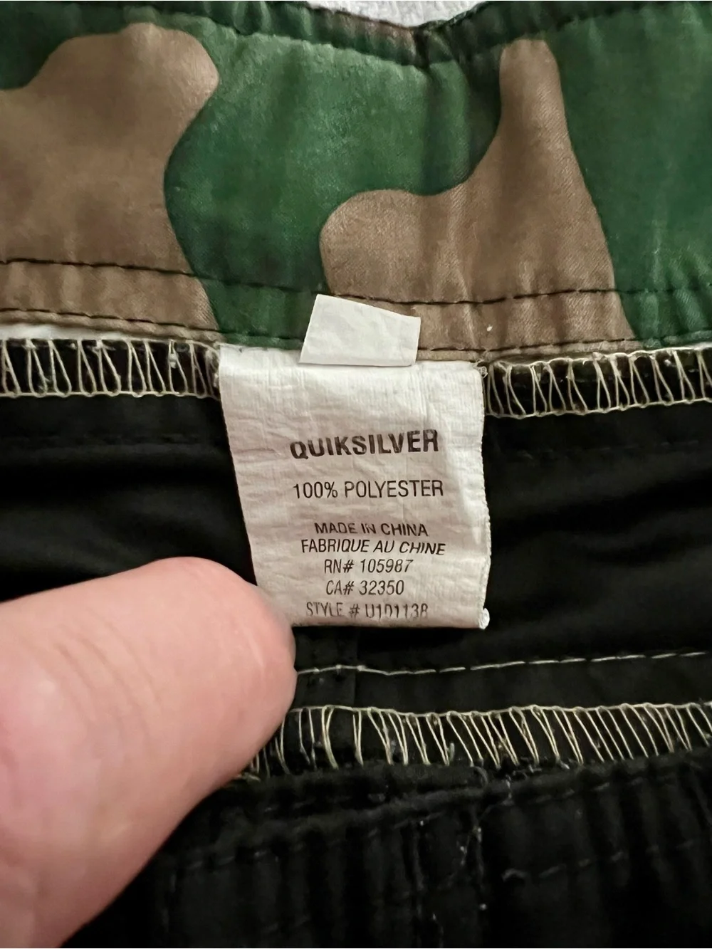 Quiksilver Black Board Shorts with Camo Side Panels